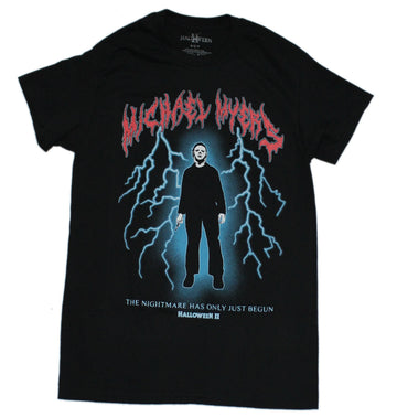 Halloween Mens T-Shirt - Michael Myers Standing in Blue Lightning