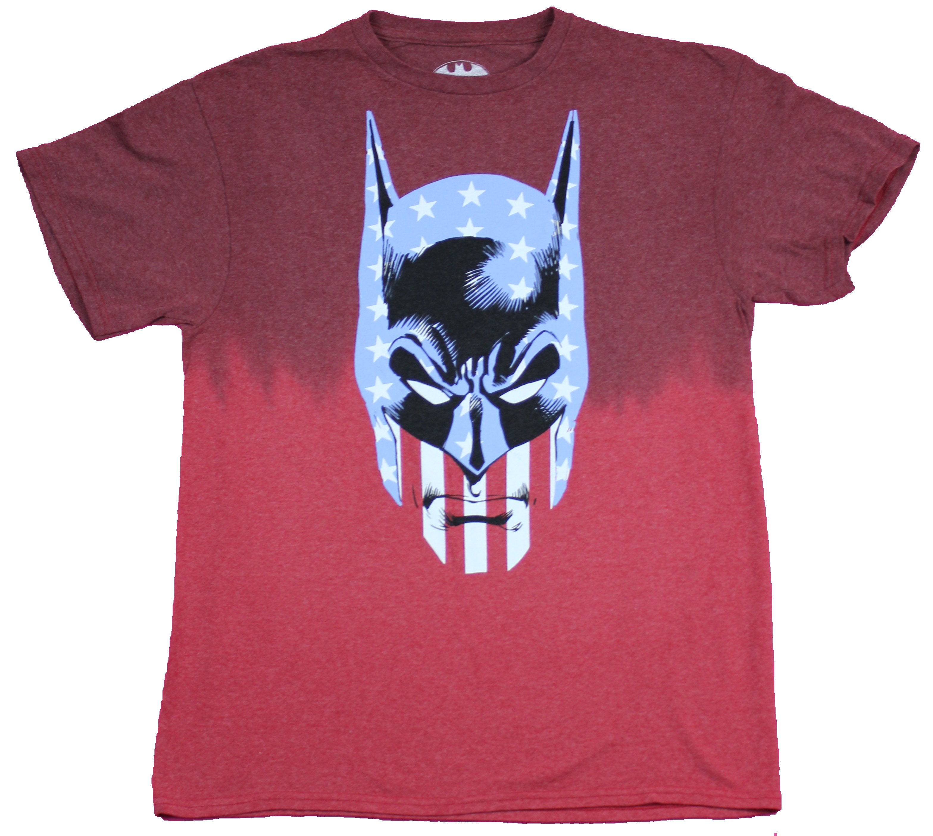 Batman Mens T-Shirt  - American Flag Face Image