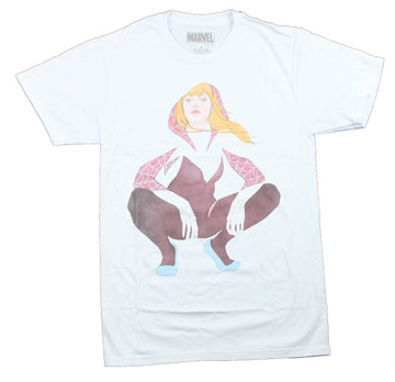 Spider-Gwen (Marvel) Mens T-Shirt - Crouched Gwen Undercover Image
