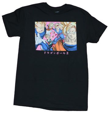 Dragon Ball Z Mens T-Shirt - Attacking Vegetal Goku Over Pink Kanji