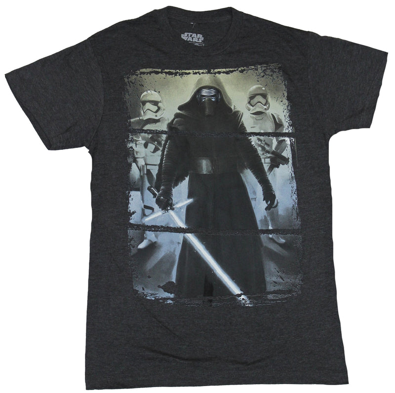 Star Wars Force Awakens Mens T-shirt - Kylo Ren 3 Part Photo With Troopers Image - Inmyparentsbasement.com