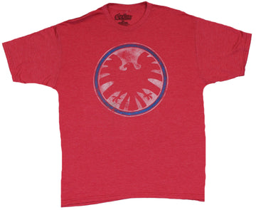 SHIELD (Marvel Comics) Mens T-Shirt - Classic Distressed Red White & Blue Logo