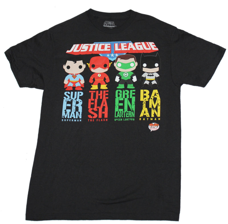 Justice League Mens T-Shirt - Funko Pop Cast