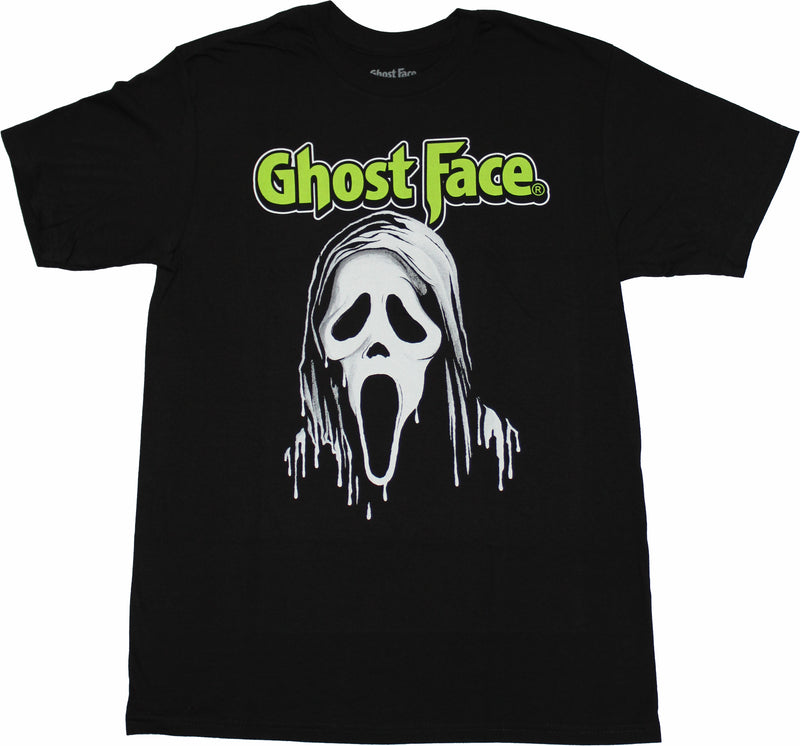 Scream Mens T-Shirt - Ghostface Below Green Name - Inmyparentsbasement.com