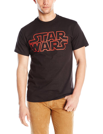 Star Wars Mens T-Shirt - Red Outlined Word Logo