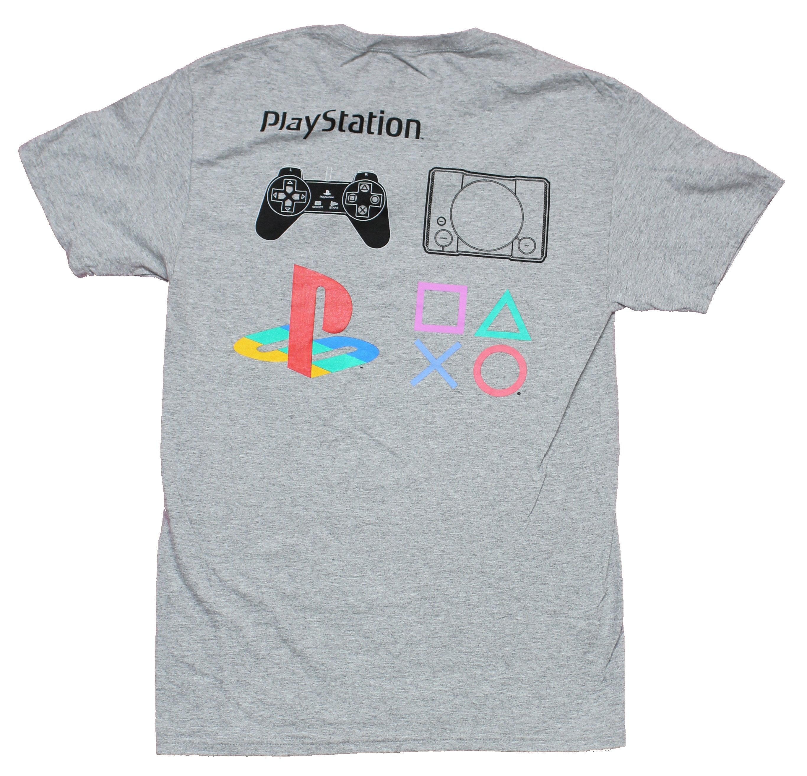 PlayStation Mens T-Shirt - Kanji Logo Front Symbols & Systems Back