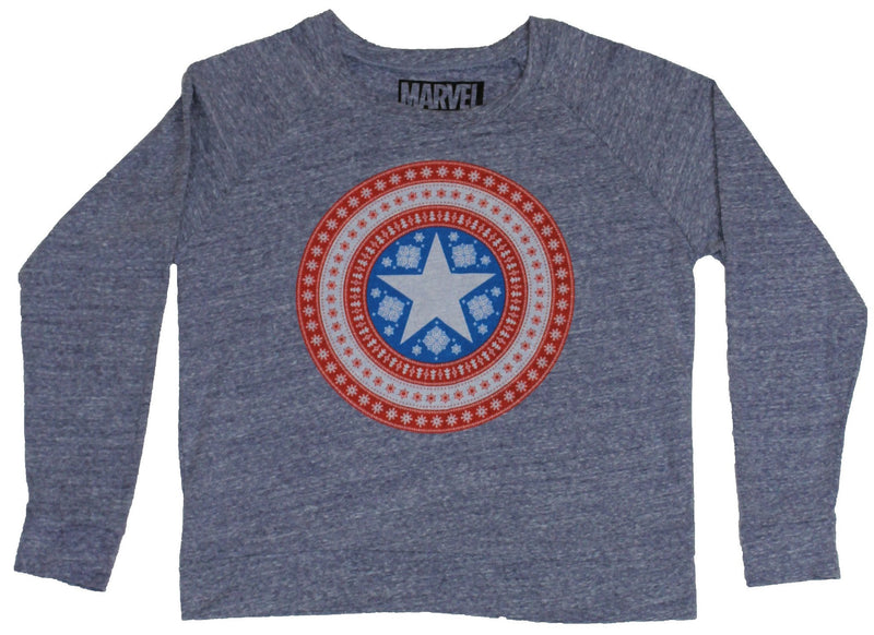 Captain America (Marvel) Girls Juniors Long Sleeve T-Shirt - Ornate Shield