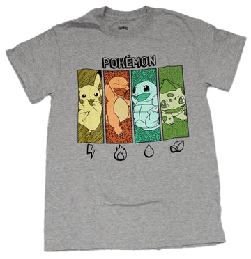 Pokemon Mens T-Shirt - Starter Characetrs in Pillars Image