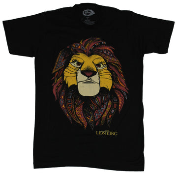 The Lion King Mens T-Shirt - Proud Simba With African Print Mane Image