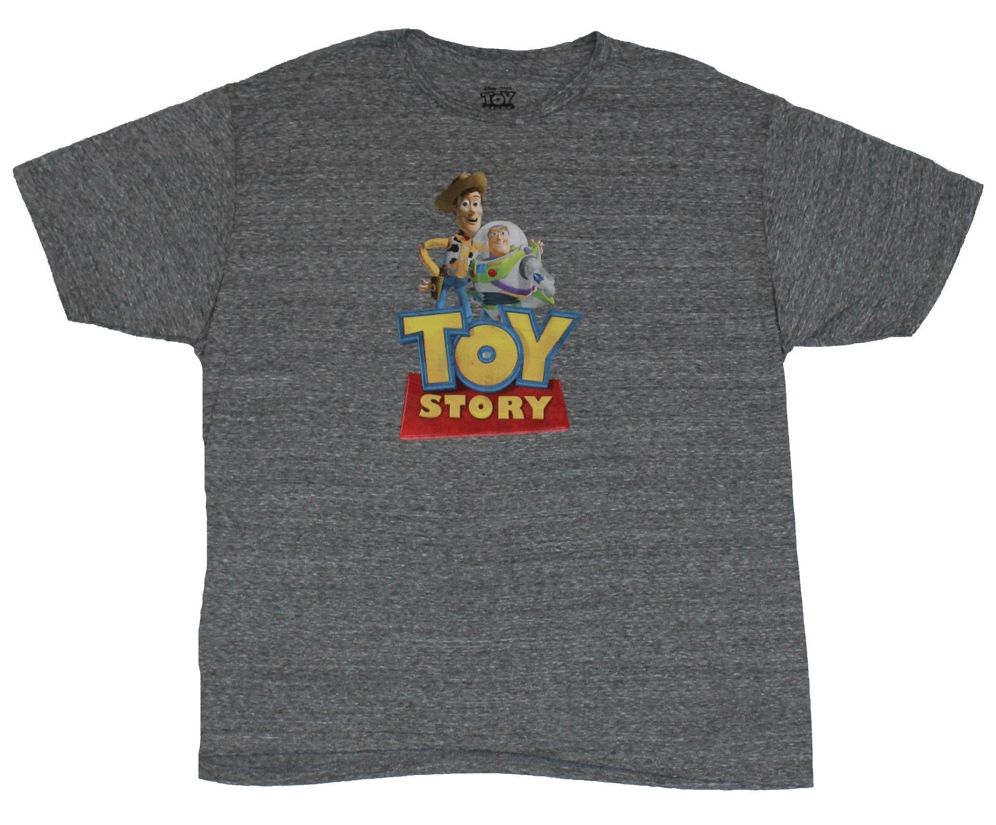 Toy Story Mens T-Shirt - Buzz and Woody Over Logo Image