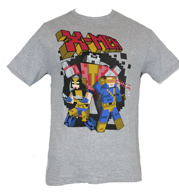 X-Men (Marvel Comics)  Mens T-Shirt- Pixel Block Battle Ready Team Image
