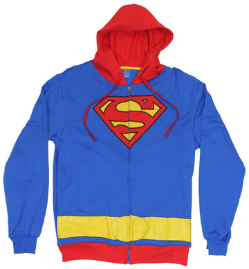Superman Mens Hoodie Sweatshirt - Classic Red Blue & Yellow Costume Front Image