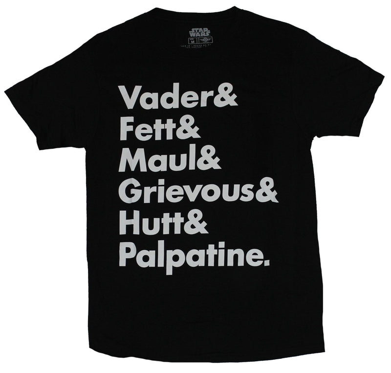 Star Wars Mens T-Shirt - Vader Fett Maul Grievous Hutt Palpatine Words - Inmyparentsbasement.com