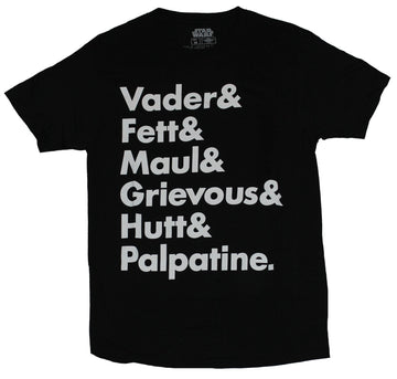 Star Wars Mens T-Shirt - Vader Fett Maul Grievous Hutt Palpatine Words