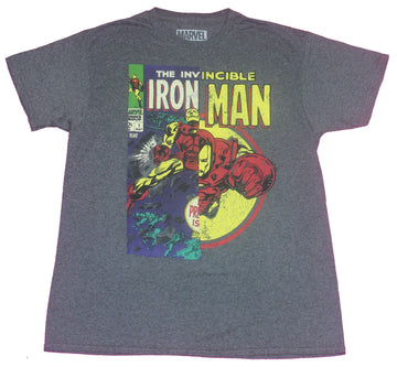 Iron Man  Mens T-Shirt- Invincible 2 Part Cover Mash Up Image