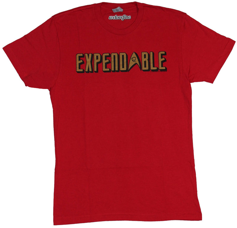 Star Trek Mens T-Shirt - Expendable Red Shirt Gold Logo Image - Inmyparentsbasement.com