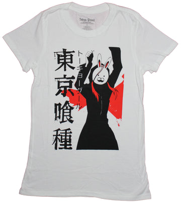 Tokyo Ghoul Girls Juniors T-Shirt - Rabbit Standing Next To Kanji Image