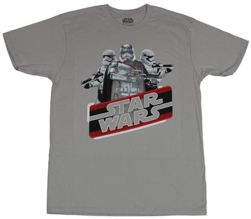 Star Wars Mens T-Shirt - Captain Phasma & First Order Stormtoopers & Slant Logo