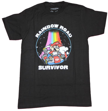 Mario KArt Mens T-Shirt  - Rainbow Road Survivor Mario Rainbow Image