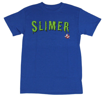 Ghostbusters Mens T-Shirt - Slimer Slimed Name and Tiny No Ghost Logo