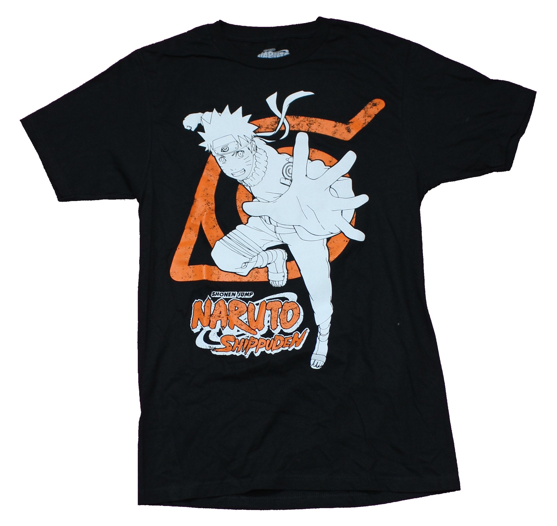 Naruto Shippuden  Mens T-Shirt - Reaching White Naruto Over Hidden Leaf