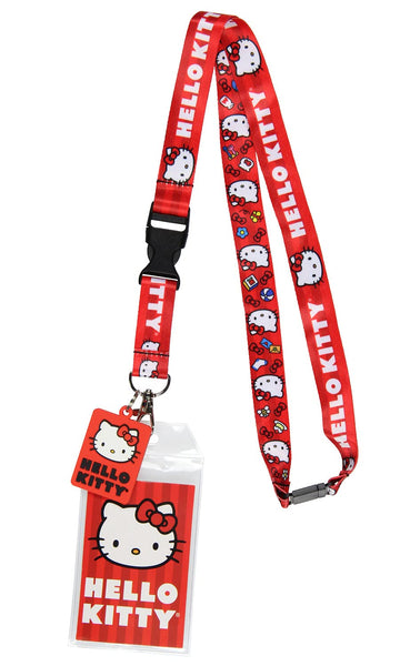 Sanrio Hello Kitty Classic ID Badge Holder Lanyard w/ 2" Raised Rubber Pendant