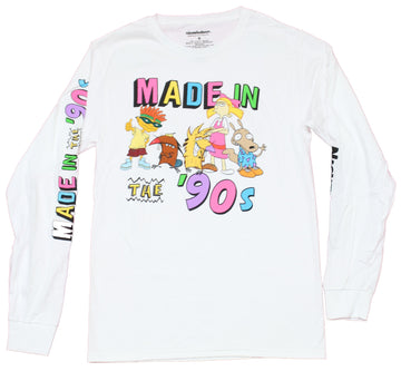 Nicktoons Mens Long Sleeve T-Shirt - Made in the 90's Nickelodeon Toons in Words