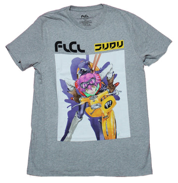 FLCL Mens T-Shirt - Haruko Driving Vespa Picture Box Image