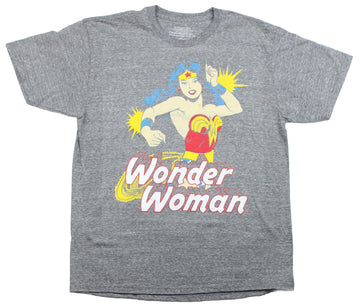 Wonder Woman Mens T-Shirt - Old School Comics Bracelet Spark Over Name