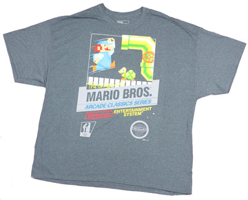 Mario Brothers  Mens T-Shirt -  Classic NES 8-Bit Box Art