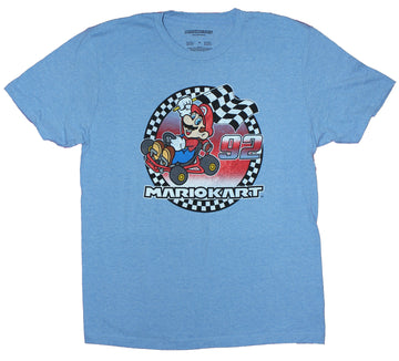Super Mario Kart Mens T-Shirt  - Mario Distressed Checkered Flag 92 Circle Image