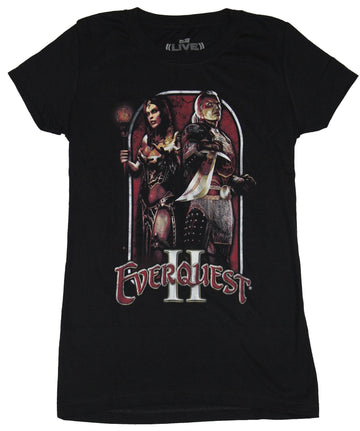 Everquest II Girls Juniors T-Shirt - Male Female Everquest II Logo Back to Back