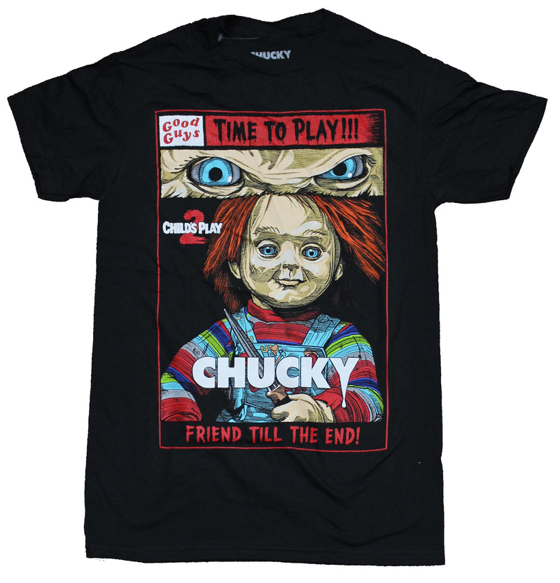 Child's Play 2  Mens T-Shirt - Chucky Good Guys Time To Play Comic Image