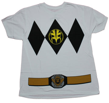 Mighty Morphin Power Rangers Mens T-Shirt - White Ranger Costume Front