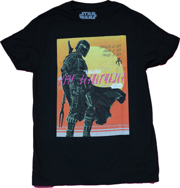 Star Wars The Mandalorian Mens T-Shirt - In Front of Sunset Under Writing