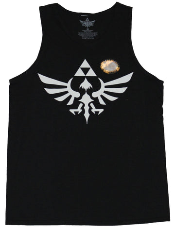 Legend of Zelda Mens Tank Top  - White Print Winged Tri-Force Image