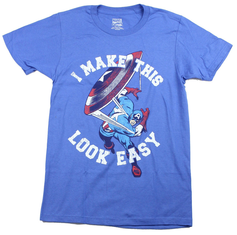 Captain America (Marvel Comics) Mens T-Shirt - I Make This Look Easy Toss Image