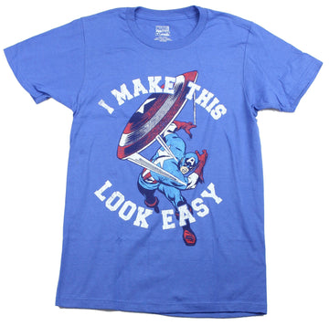 Captain America (Marvel Comics) Mens T-Shirt - I Make This Look Easy Toss Image
