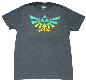 Legend of Zelda Mens T-Shirt - Yellow and Green Triforce Emblem Image