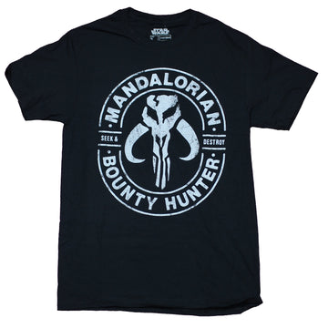 Star Wars Mens T-Shirt - Mandalorian Bounty Hunter Seek & Destroy