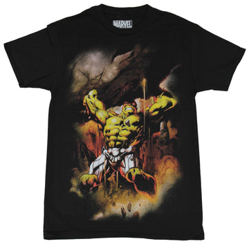 Hulk (Marvel) Mens T-Shirt - Incredible Hulk Holding Holding Up Crushing Rocks