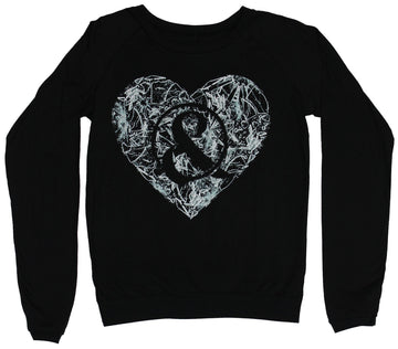Of Mice And Men Girls Juniors Light Sweatshirt - Shattered & Heart Image