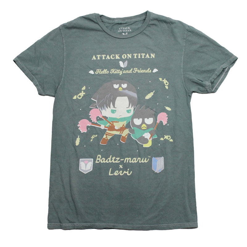 Attack On Titan Mens T-Shirt - Hello Kitty and Friends Badtz-maru x Levi - Inmyparentsbasement.com