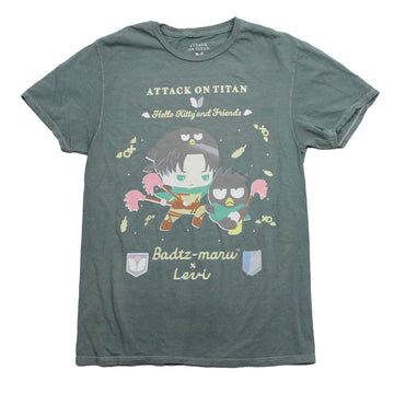 Attack On Titan Mens T-Shirt - Hello Kitty and Friends Badtz-maru x Levi
