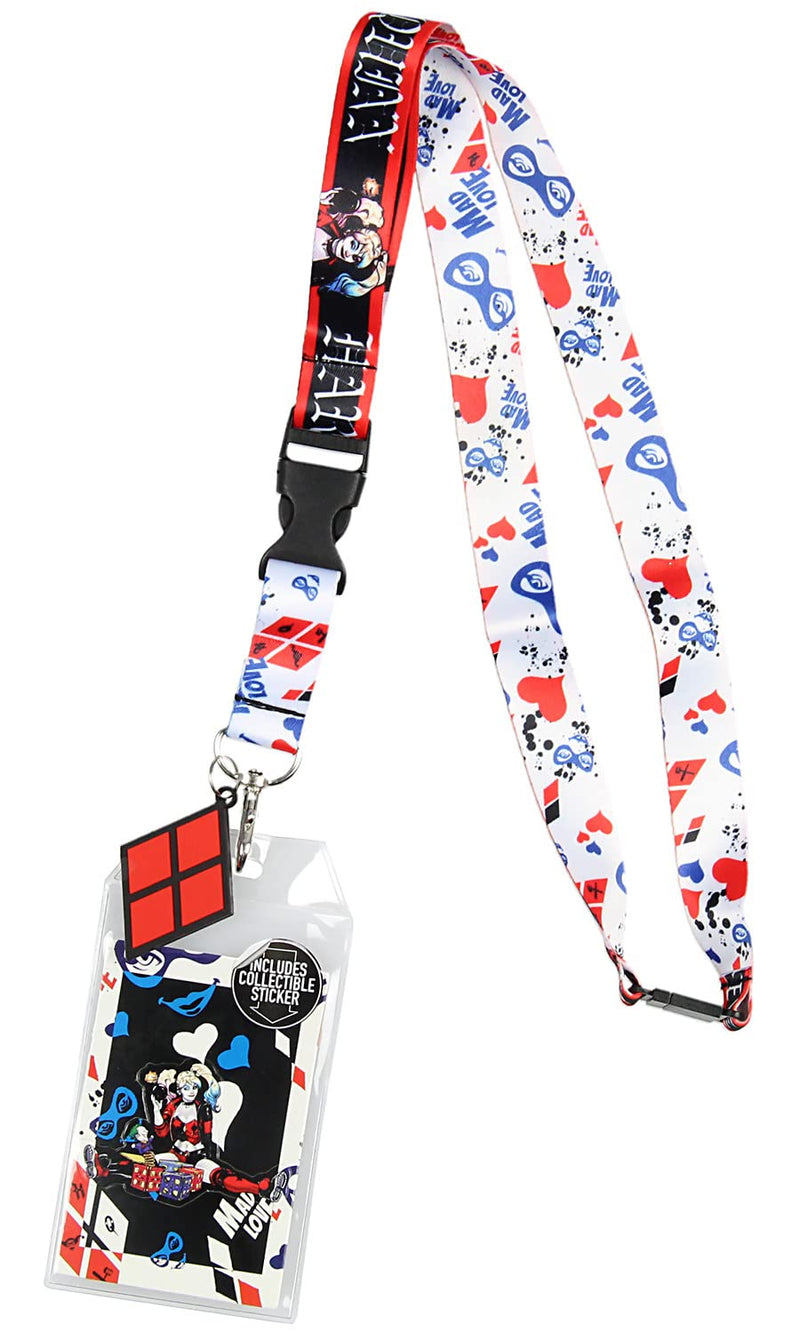 DC Comics Harley Quinn Mad Love Lanyard ID Badge Holder with Collectible Sticker - Inmyparentsbasement.com