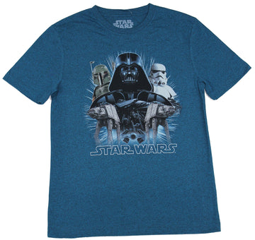 Star Wars Mens T-Shirt -Darth Vader Boba Fett Trooper over Imperial Army