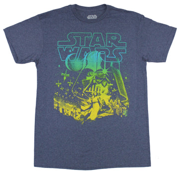 Star Wars Mens T-Shirt - Neon Green & Blue New Hope Poster Image