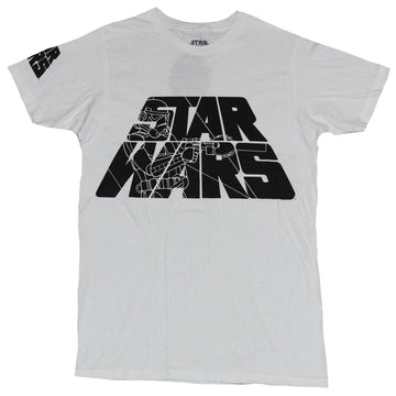 Star Wars  Mens T-Shirt - Stormtrooper Line drawing Inside of Black Letter Logo