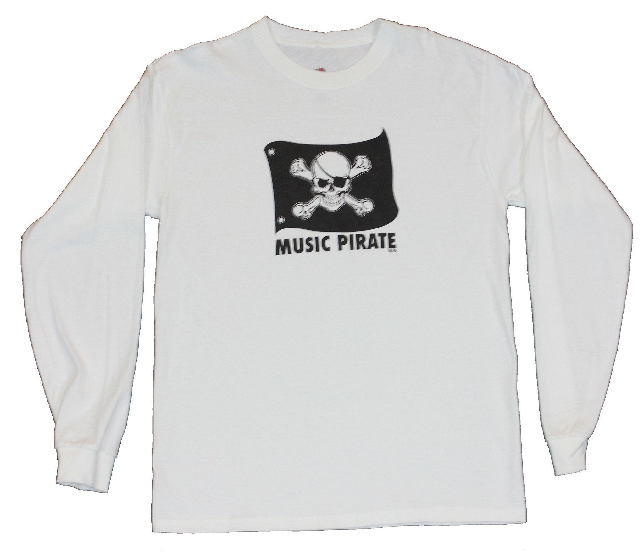 Music Pirate Mens Long Sleeve T-Shirt  - Jolly Roger Flag [Apparel]