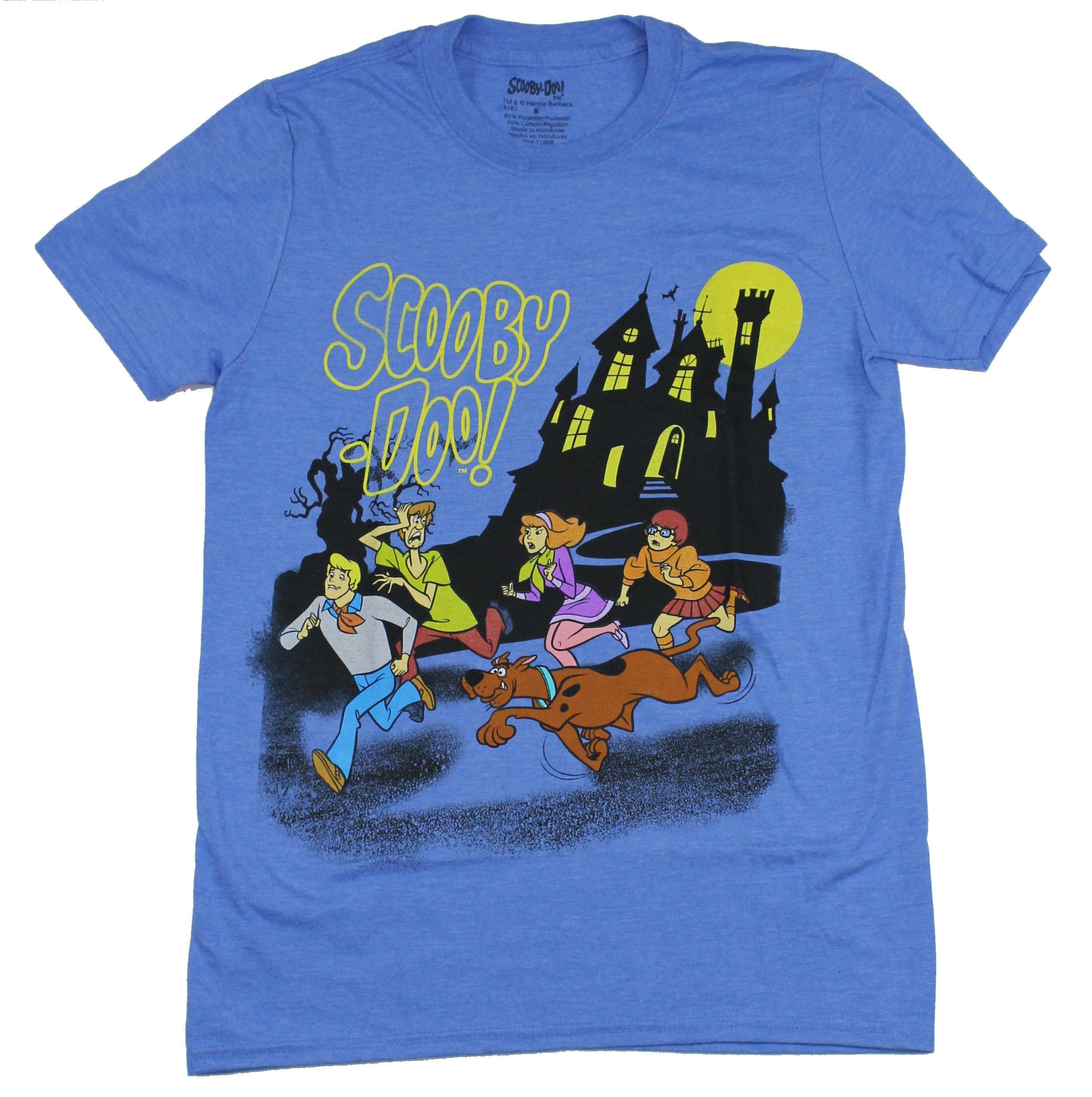 Scooby Doo Mens T-Shirt - Classic Gang Running From Mystery Image
